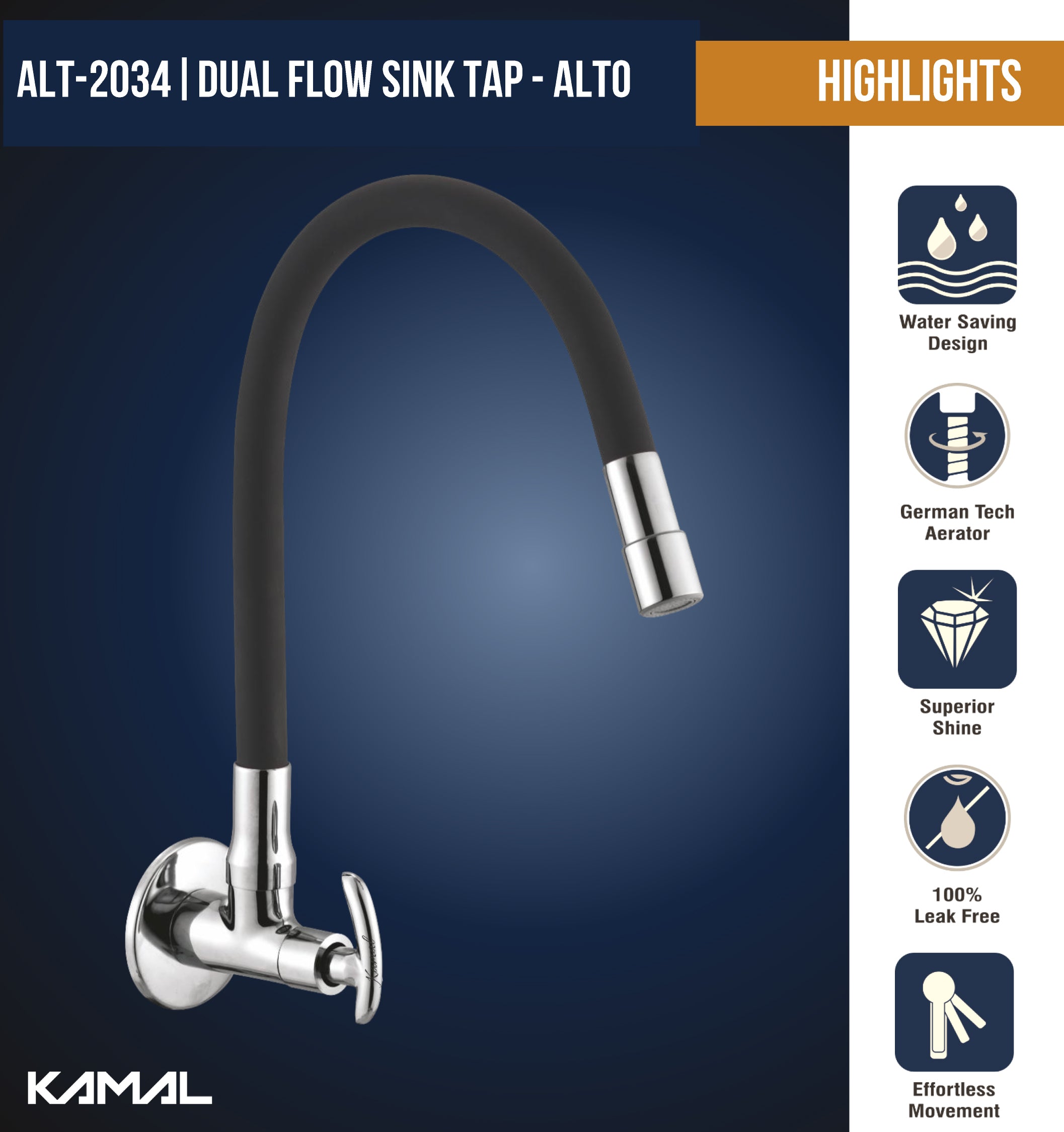 Alto Dual Flow Sink Tap – by Kamal