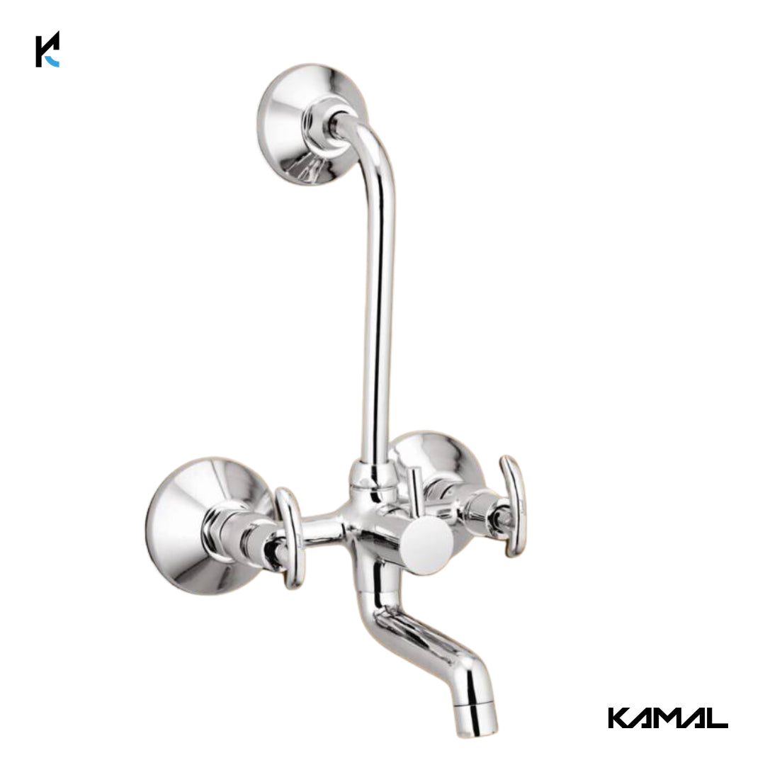 Alto Wall Mixer with L Bend Pipe (Full Brass) - by Kamal
