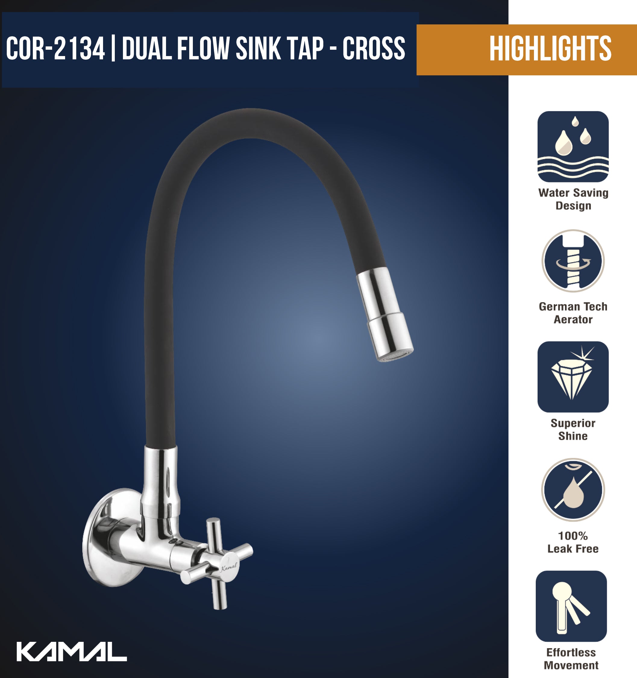 Cross Dual Flow Sink Tap – by Kamal