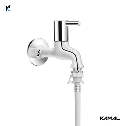 Dixy Washing Machine Bib Tap Faucet with Wall Flange (Full Brass) - by Kamal