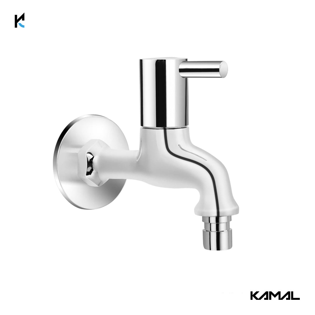 Dixy Washing Machine Bib Tap Faucet with Wall Flange (Full Brass) - by Kamal