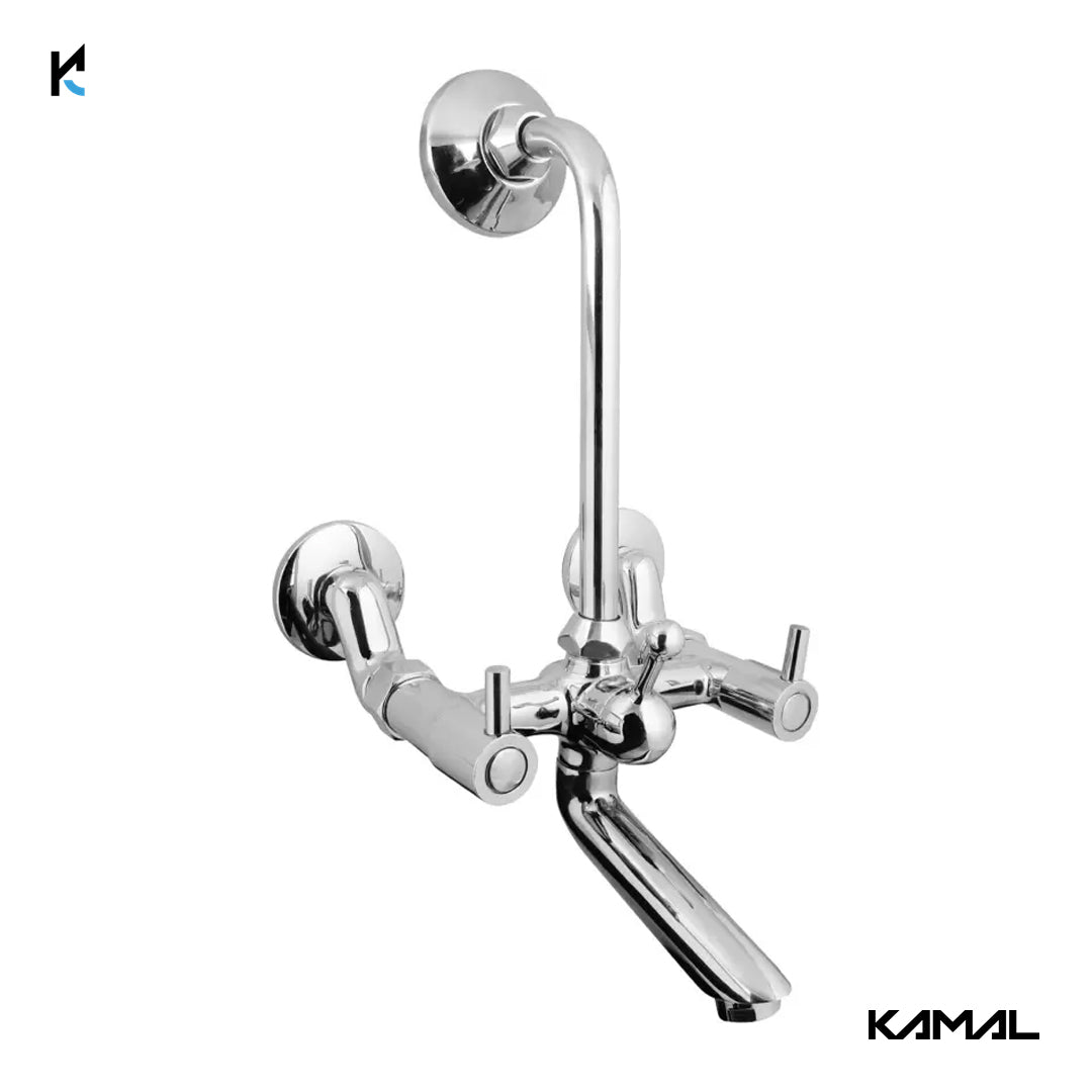 Dixy Wall Mixer with L Bend Pipe (Full Brass) - by Kamal