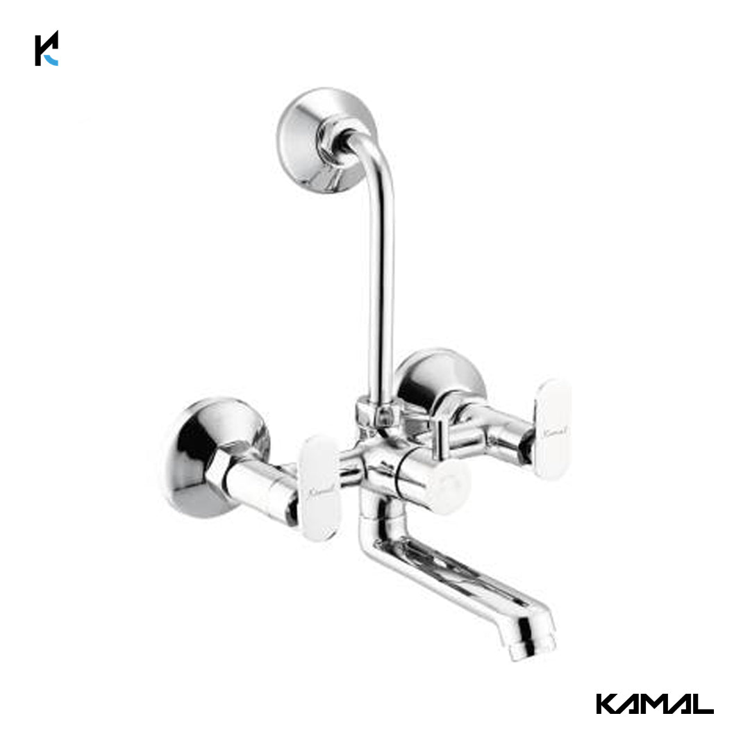 Galaxy Wall Mixer with L Bend Pipe (Full Brass) - by Kamal
