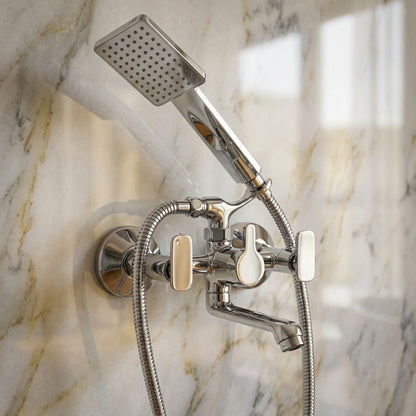 Galaxy Wall Mixer with Crutch & Hand Shower (Full Brass) - by Kamal