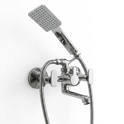 Galaxy Wall Mixer with Crutch & Hand Shower (Full Brass) - by Kamal