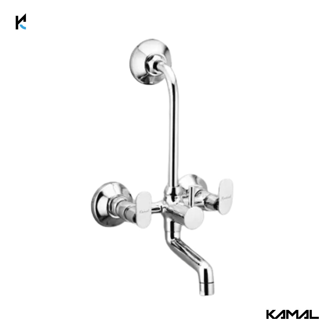Galaxy Wall Mixer with L Bend Pipe (Full Brass) - by Kamal