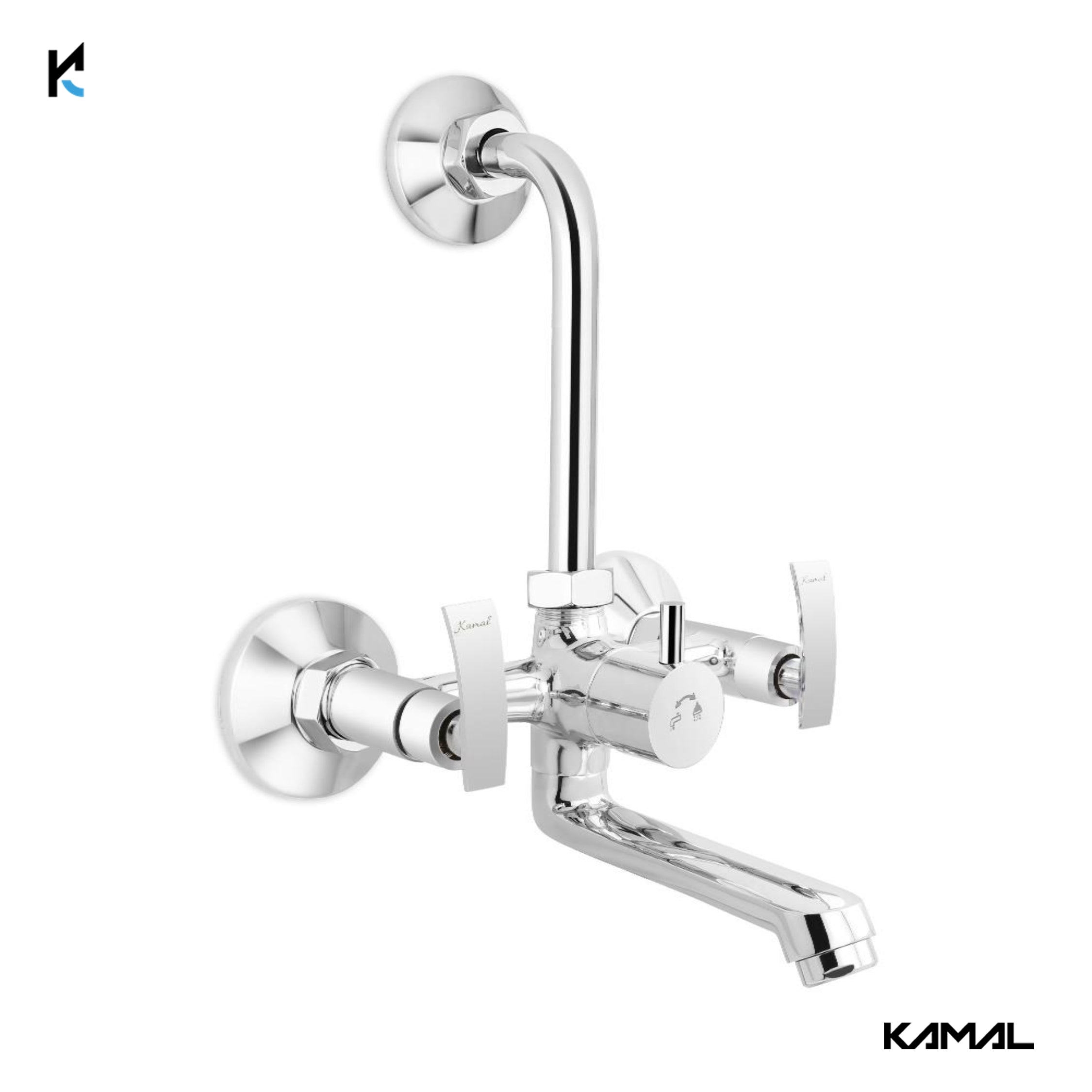 Vista Eco Wall Mixer with L bend Pipe (Full Brass) - by Kamal