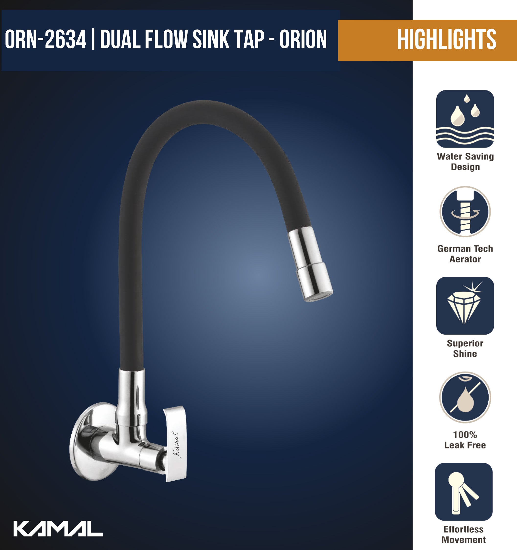 Orion Dual Flow Sink Tap – by Kamal