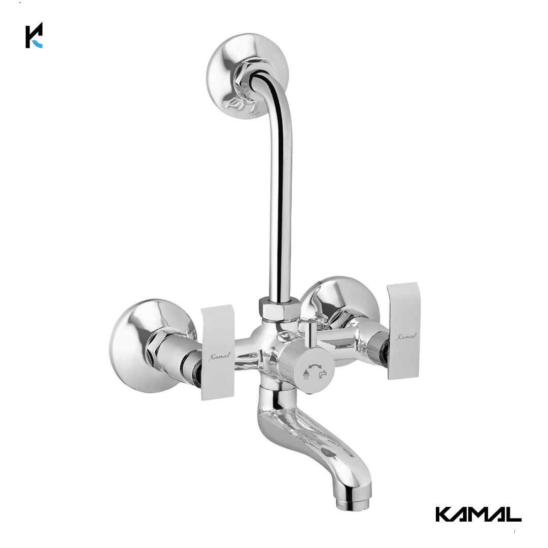 Orion Wall Mixer with L-Bend Pipe (Full Brass) - by Kamal