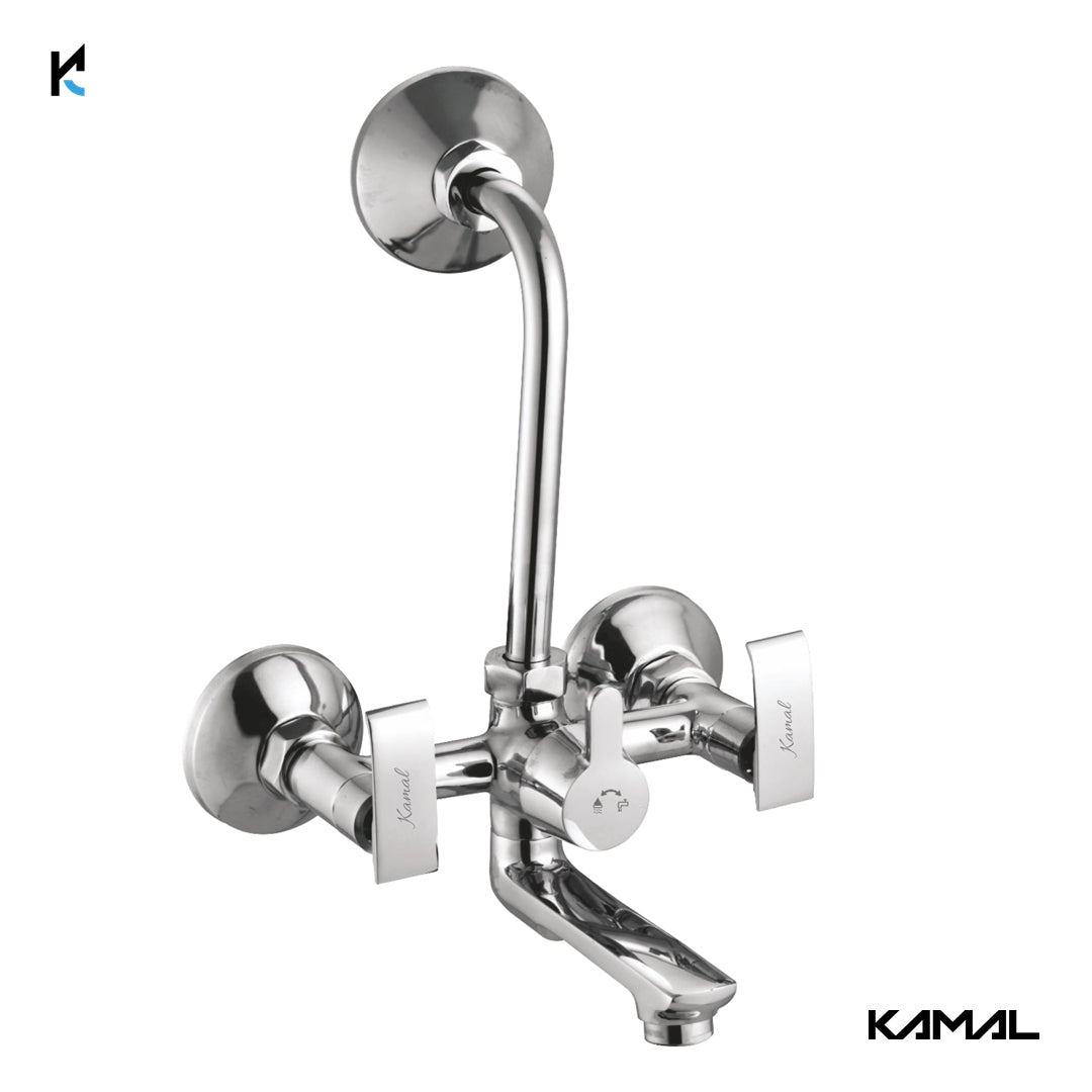 Orion Wall Mixer Kubix Prime Spout Long L Bend Pipe (Full Brass) - by Kamal