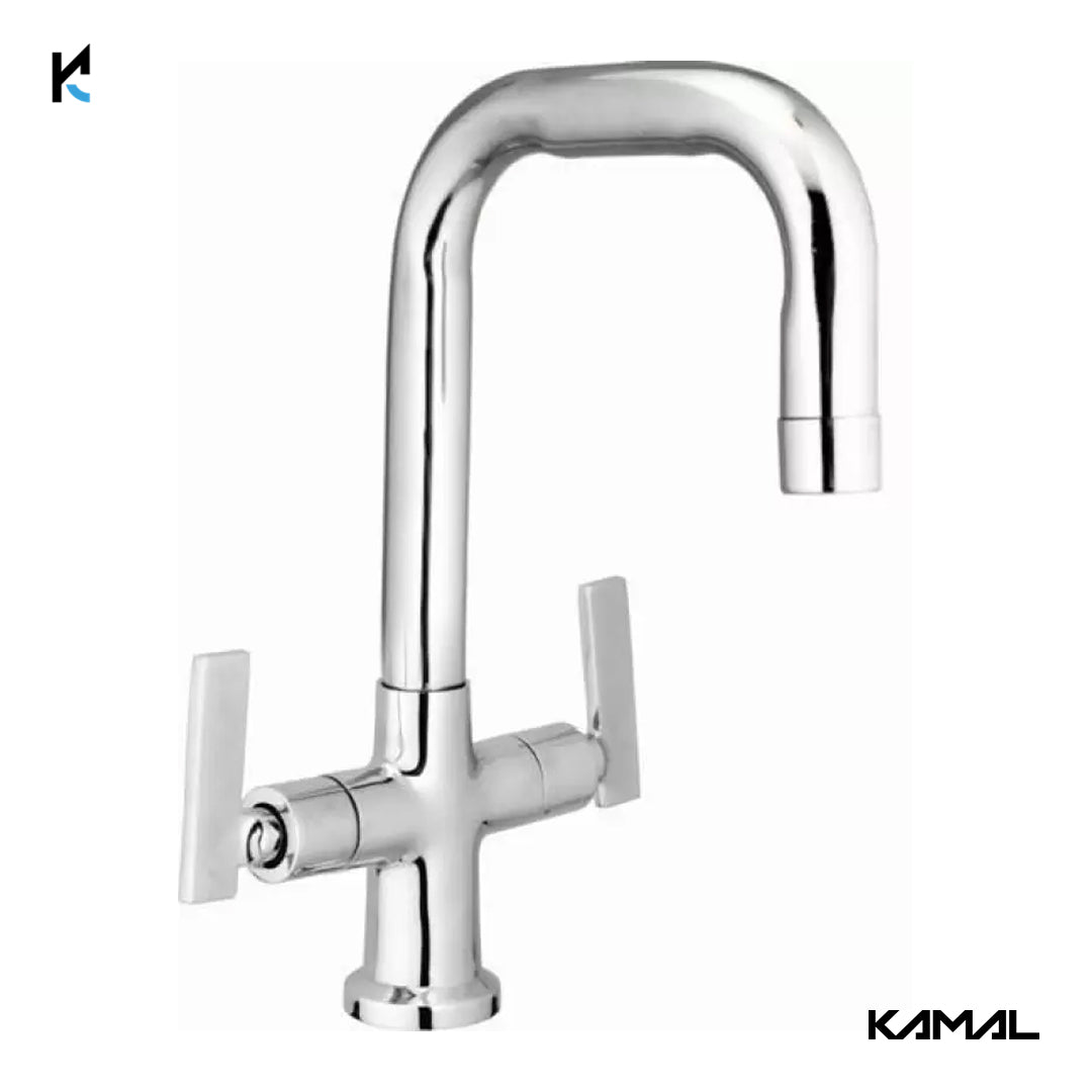 Step Centre Hole Basin Mixer (Full Brass) - by Kamal