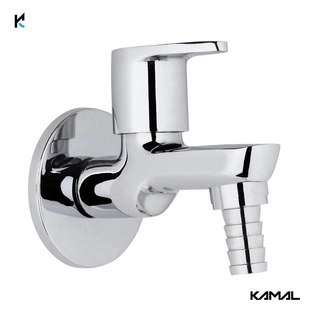 Vignette Nozzle Bib Tap with Wall Flange (Full Brass) - by Kamal