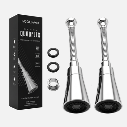 360° Flexible Faucet Extension SS 304 Four Flow Shower & Aerator Mode (ABS & SS Steel) - by Kamal