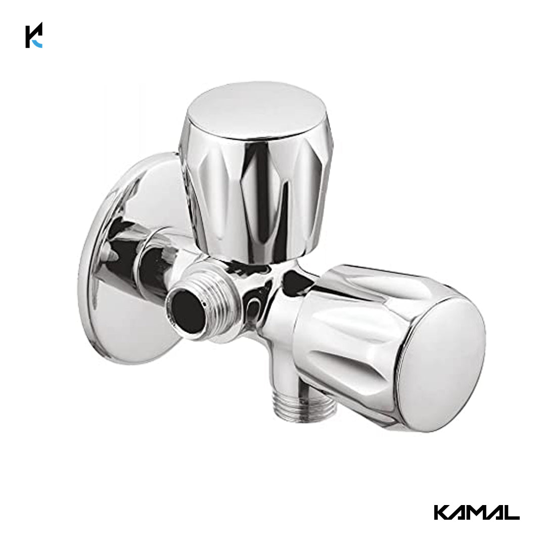 Universal Two in One Angle Valve with Wall Flange (Full Brass) - by Kamal