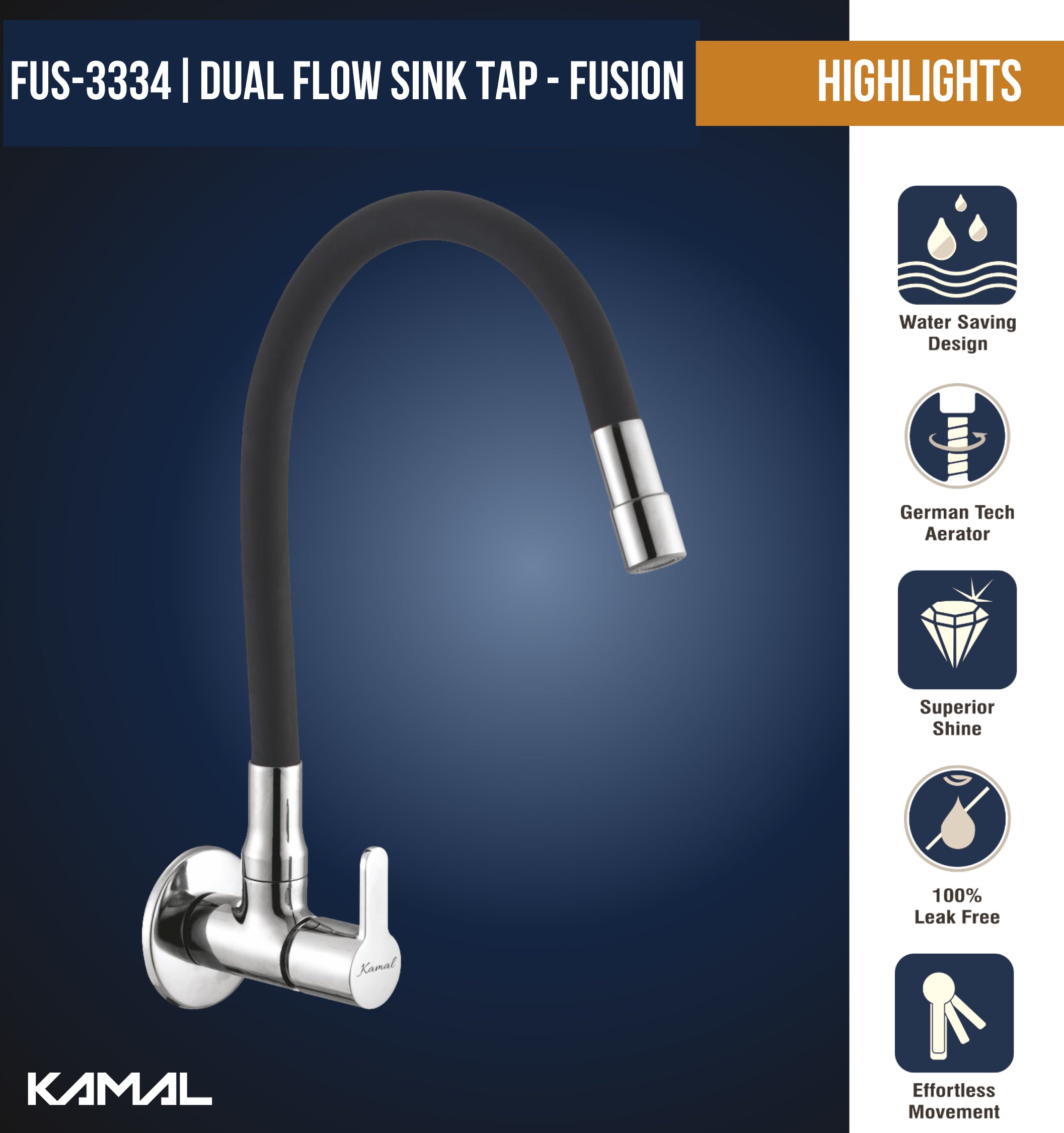 Fusion Dual Flow Sink Tap – by Kamal