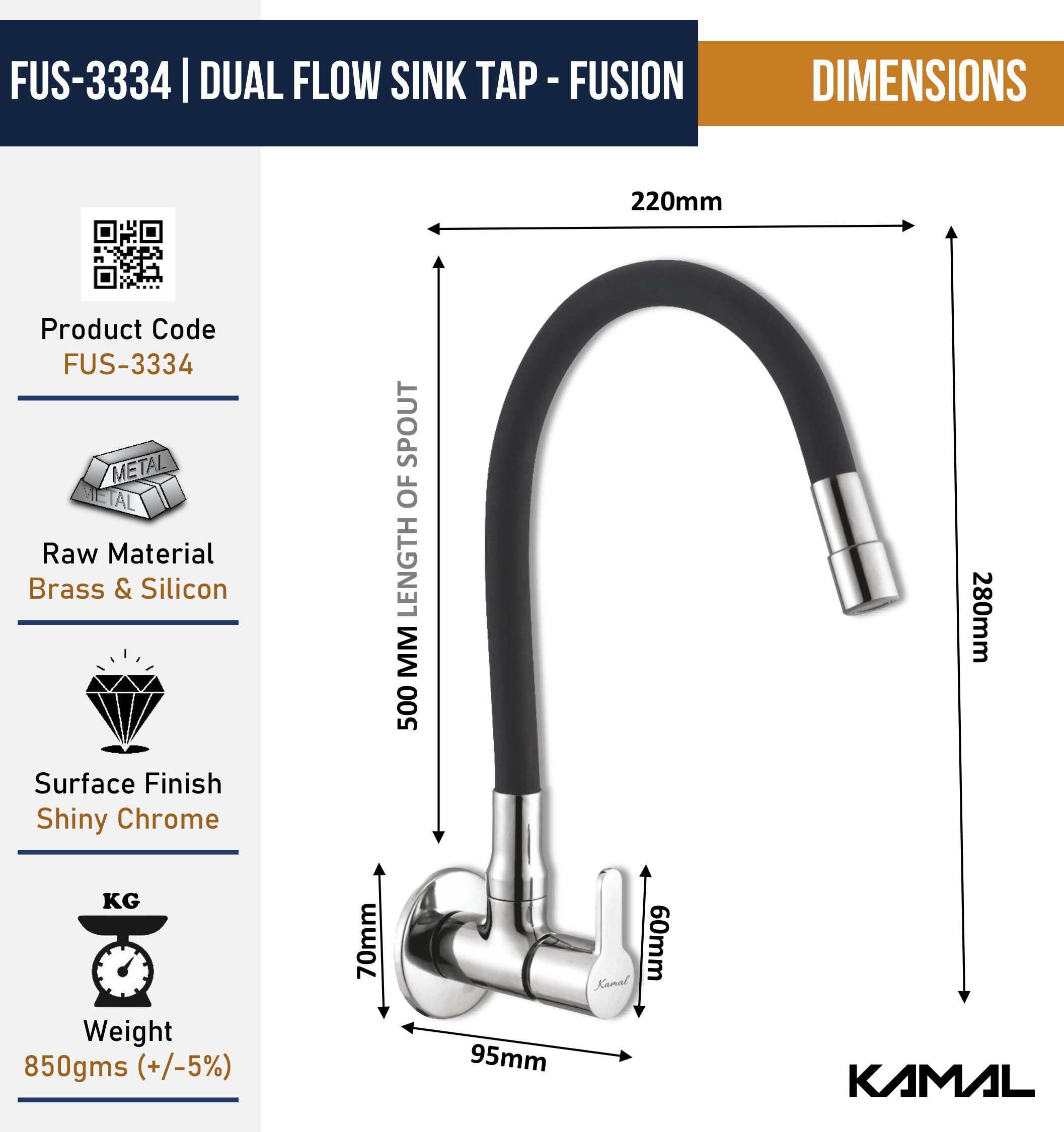 Fusion Dual Flow Sink Tap – by Kamal