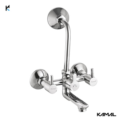 FLT Wall Mixer Kubix Prime Spout Long L Bend Pipe (Full Brass) - by Kamal