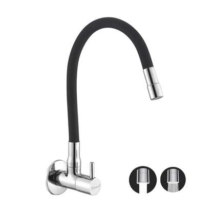 360° Flexible Dual Sink Tap - FLT | Quarter Turn Faucet with 50cm Black Silicone Hose - FLT - Kamal Bathware