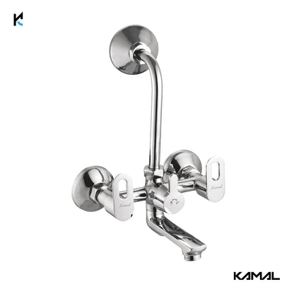 Milan Wall Mixer Kubix Prime Spout with Long L Bend Pipe (Full Brass) - by Kamal