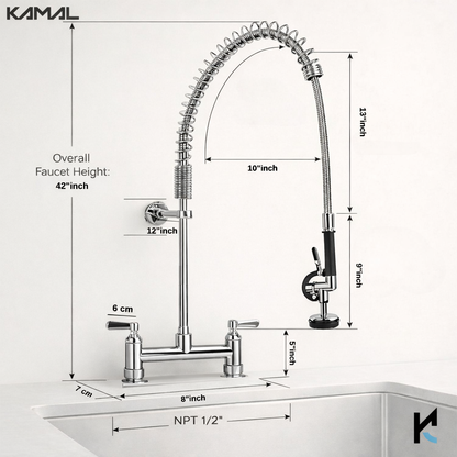 Commercial Pre Rinse Faucet with Sprayer - by Kamal