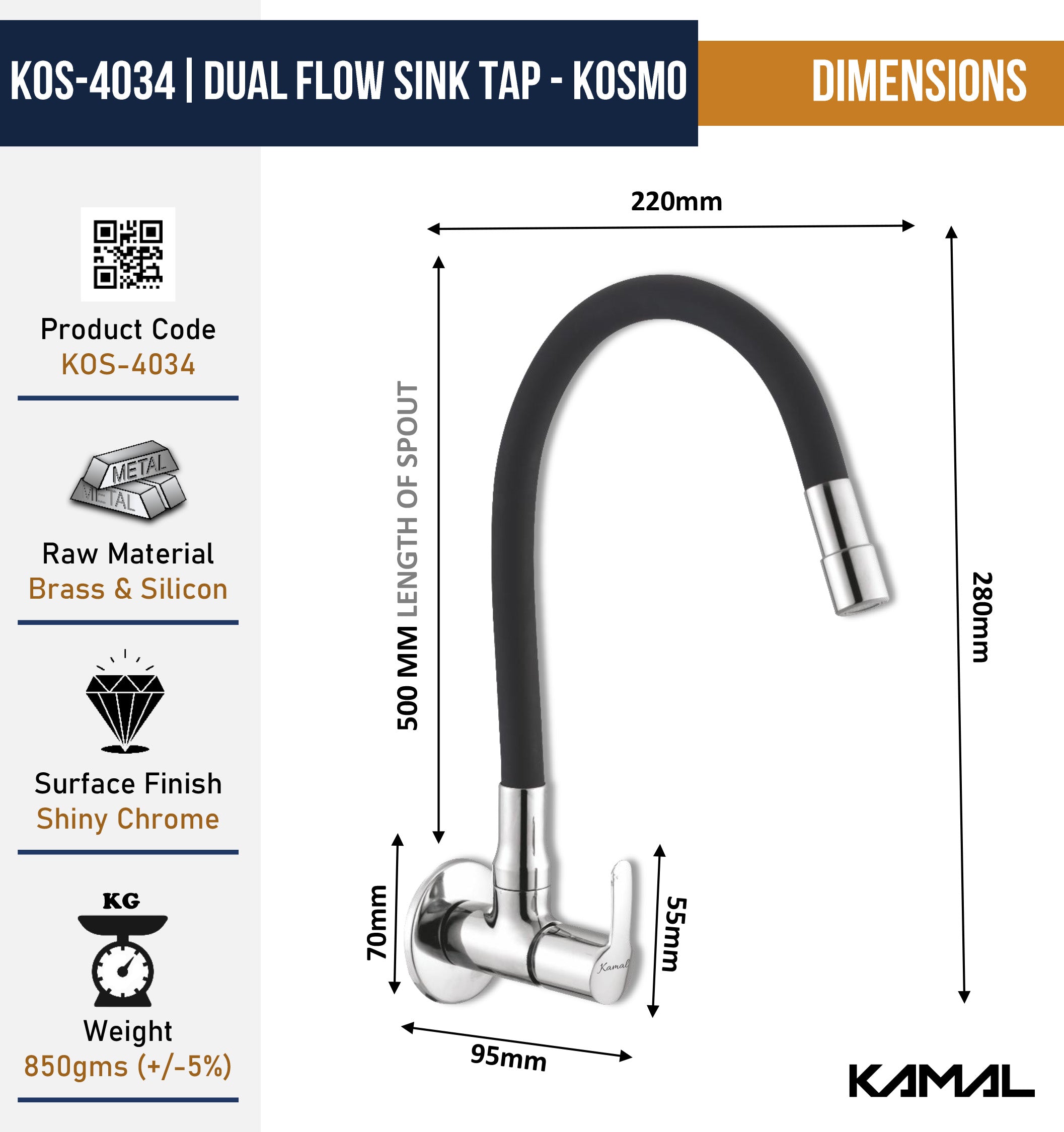 Kosmo Dual Flow Sink Tap – by Kamal