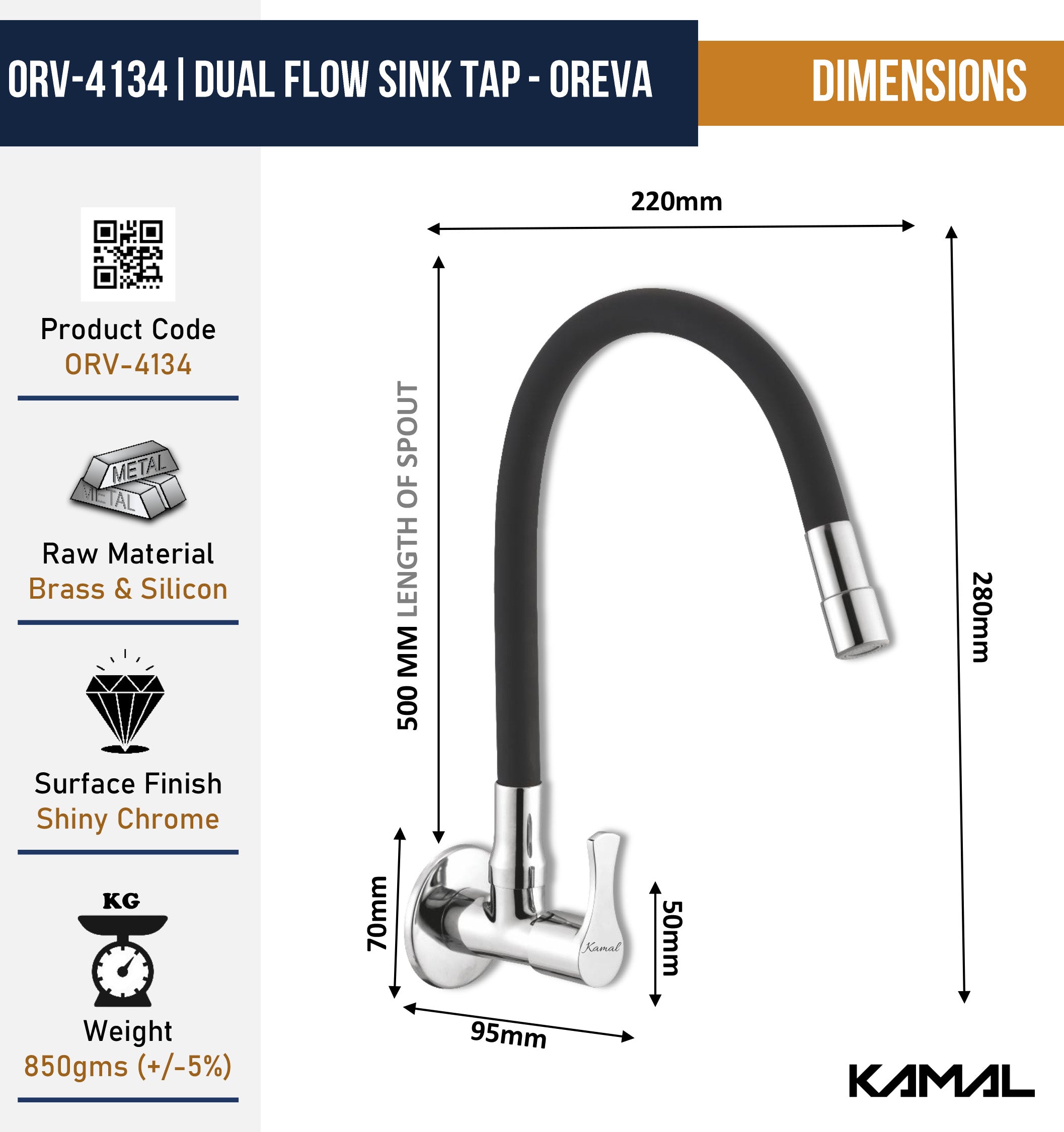 Oreva Dual Flow Sink Tap – by Kamal