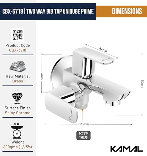 Cubix Prime Two-Way Bib Tap (Full Brass) - by Kamal