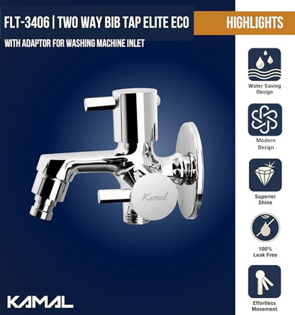 Elite Eco Two Way Bib Tap (Full Brass) - by Kamal