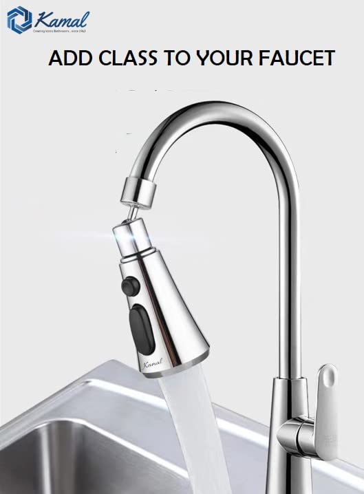 360° Movable Faucet Aerator Infinity 3 Mode Jet X-Cross Eco Mist (ABS) - by Kamal