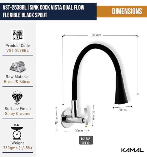 Vista Flexo Play Flexible Sink Faucet (Brass & Silicone) - by Kamal