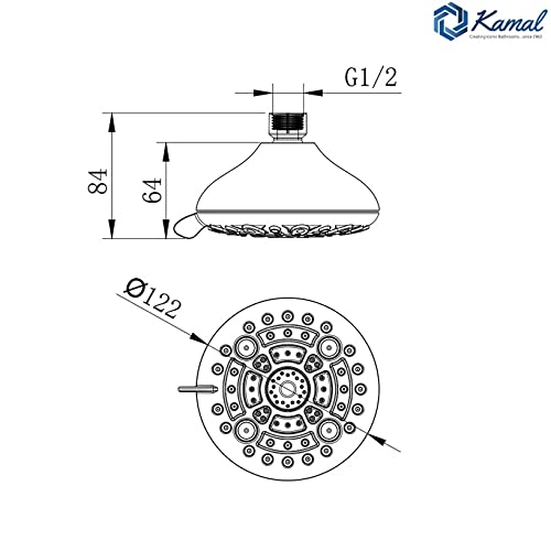 Premium Romano Overhead Shower 6 Spray Modes - by Kamal