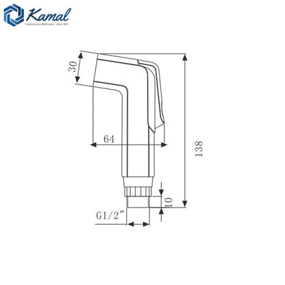 Parry Premium Health Faucet with 1.25 Mtr Shower Hose & Wall Hook - by Kamal