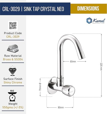 Crystal Neo Sink Tap (Full Brass) - by Kamal