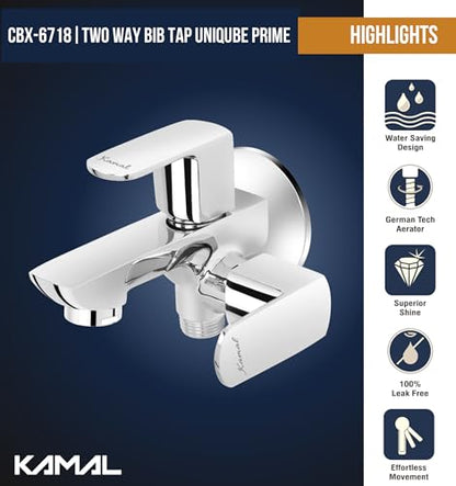 Cubix Prime Two-Way Bib Tap (Full Brass) - by Kamal