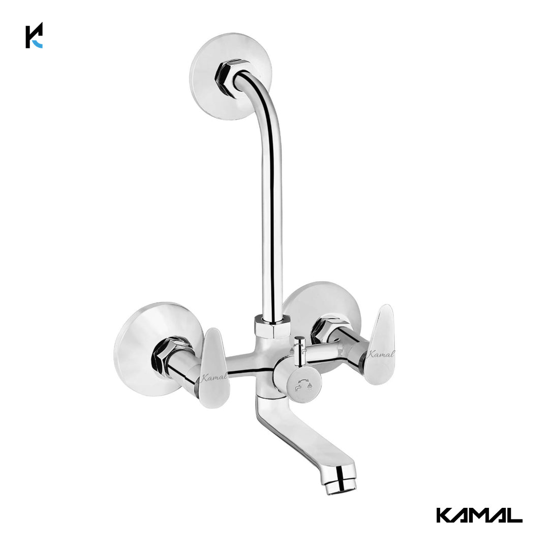 Vega Wall Mixer with L Bend Pipe (Full Brass) - by Kamal