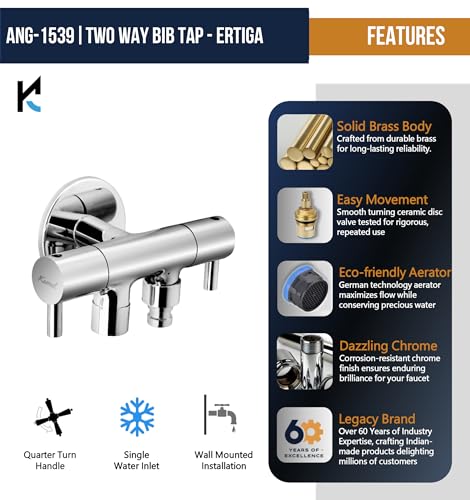 Ertiga Two Way Bib Tap (Full Brass) - by Kamal