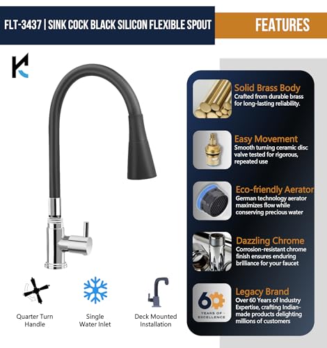 FLT Swan Neck Sink Tap (Brass & Silicone) - by Kamal