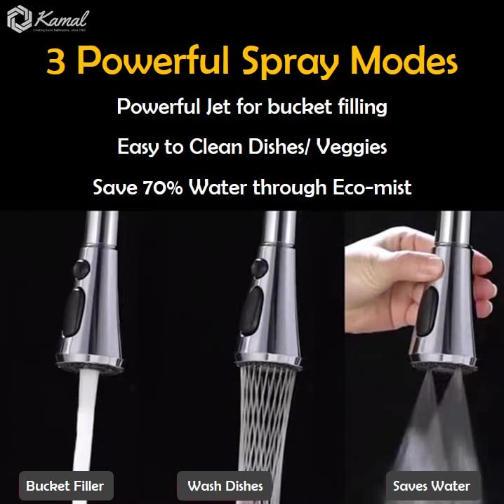 360° Movable Faucet Aerator Infinity 3 Mode Jet X-Cross Eco Mist (ABS) - by Kamal