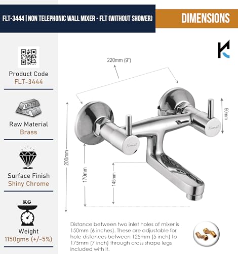 FLT Non Telephonic Wall Mixer (Full Brass) - by Kamal