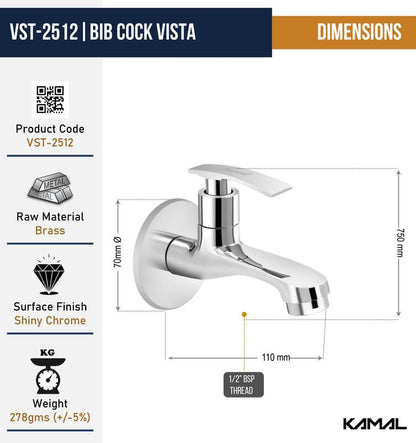 Vista Bib Tap Brass Faucet - by Kamal
