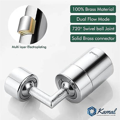 Universal 720° Rotatable Faucet Head Extender Dual Flow - by Kamal