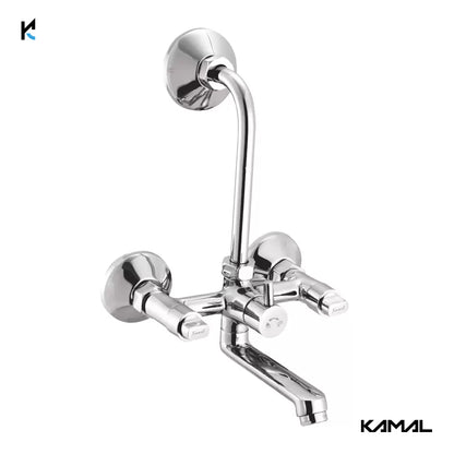 Flute Eco Wall Mixer with L Bend Pipe (Full Brass) - by Kamal