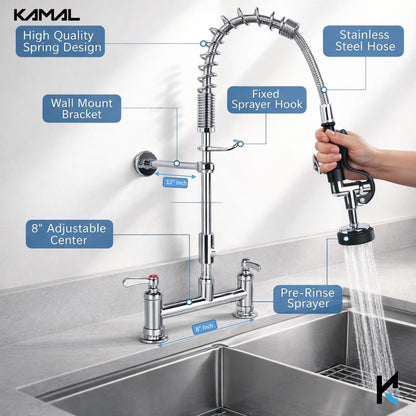 Commercial Pre Rinse Faucet with Sprayer - by Kamal
