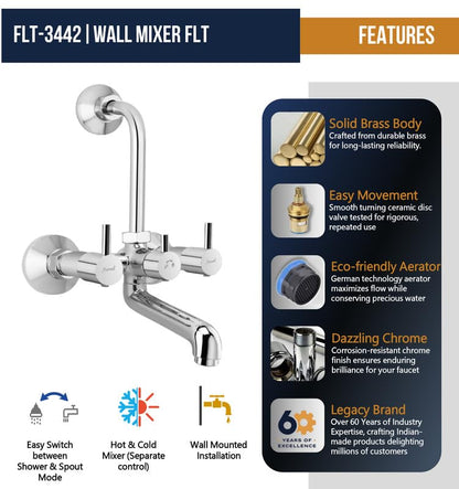 FLT Wall Mixer (Full Brass) - by Kamal