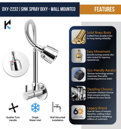 Dixy Brass Sink Spray (Brass & SS Steel) - by Kamal