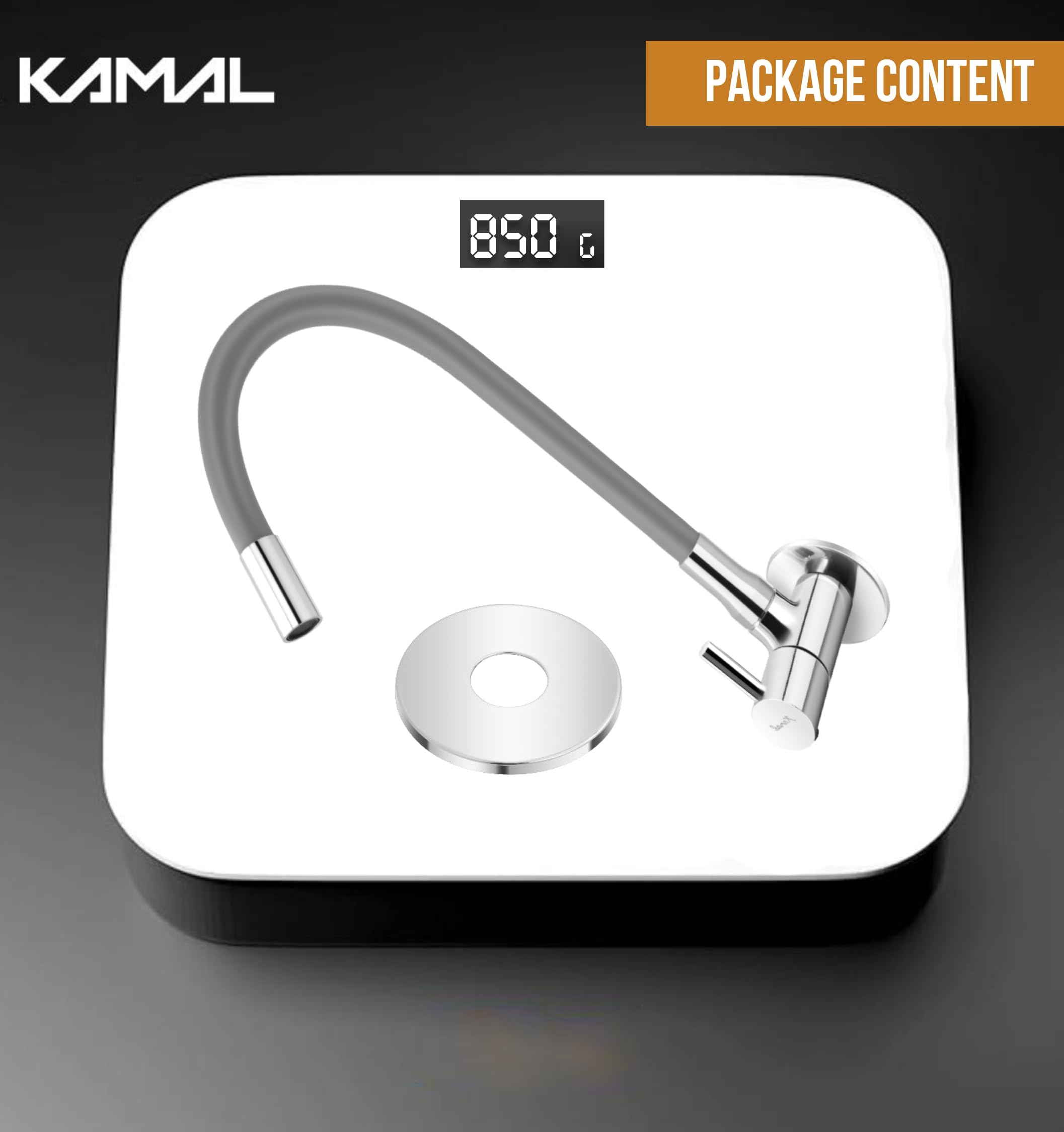 FLT Sink Tap with Onyx 360 Degree Fully Flexible Spout (Brass & Silicone) - by Kamal