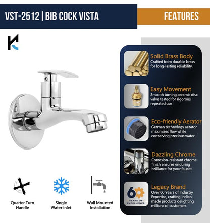 Vista Bib Tap Brass Faucet - by Kamal