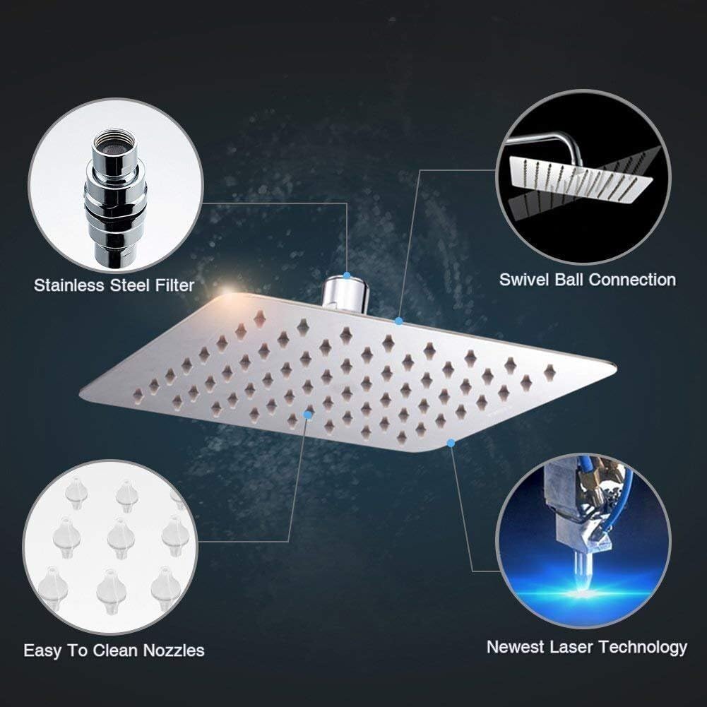 Ultra Slim Rain Shower Stainless Steel Shower Arm - by Kamal