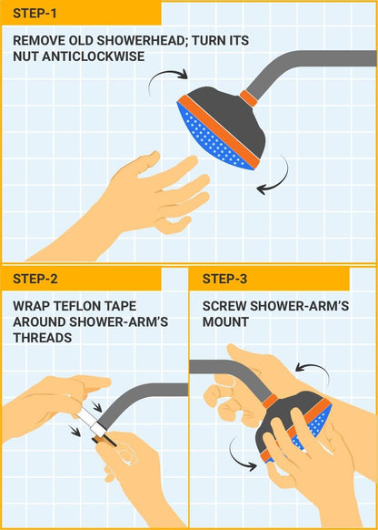 Squario ABS Hand Shower with ABS Shower Tube & Wall Hook - by Kamal