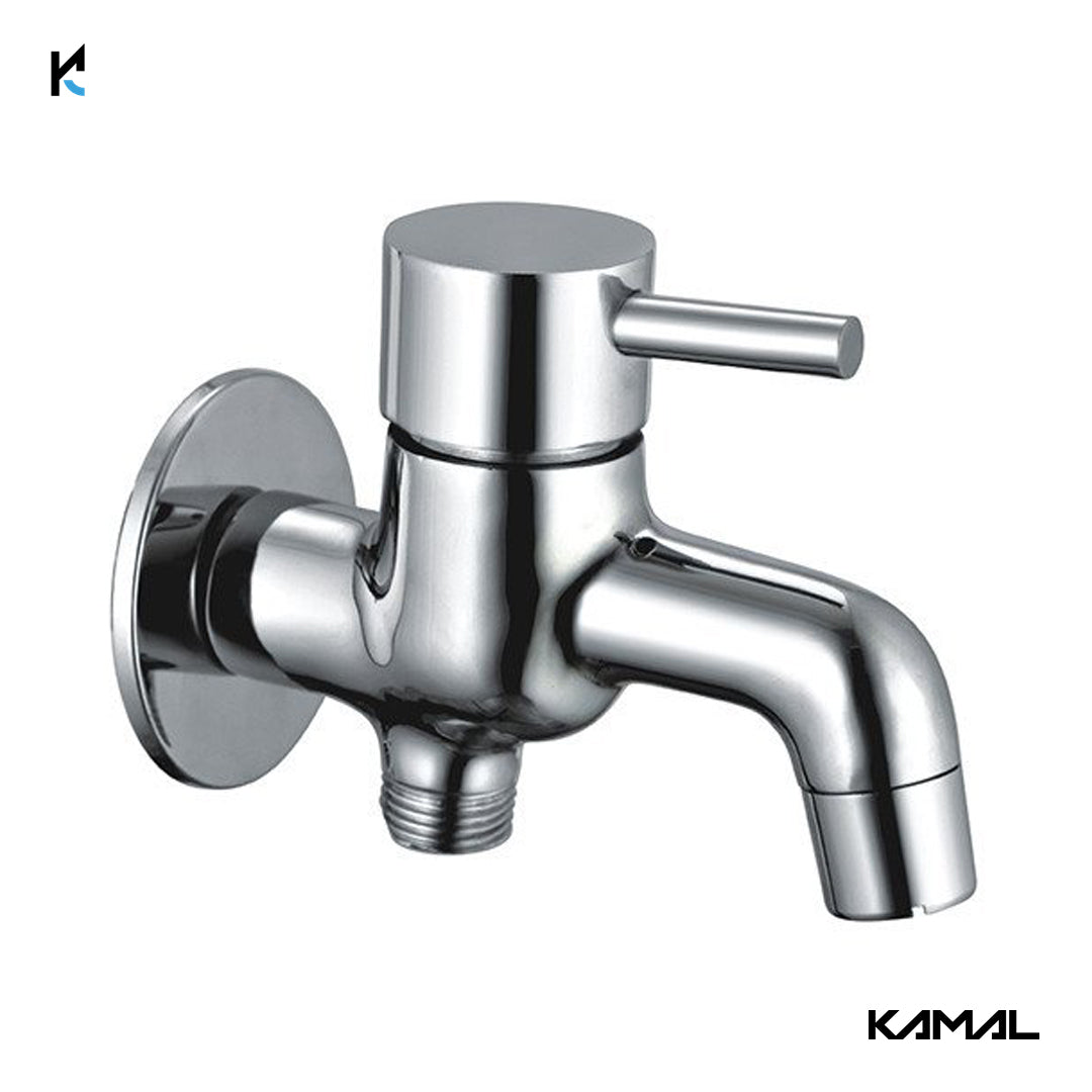 Flora Two in One Bib Tap with Wall Flange (Full Brass) - by Kamal